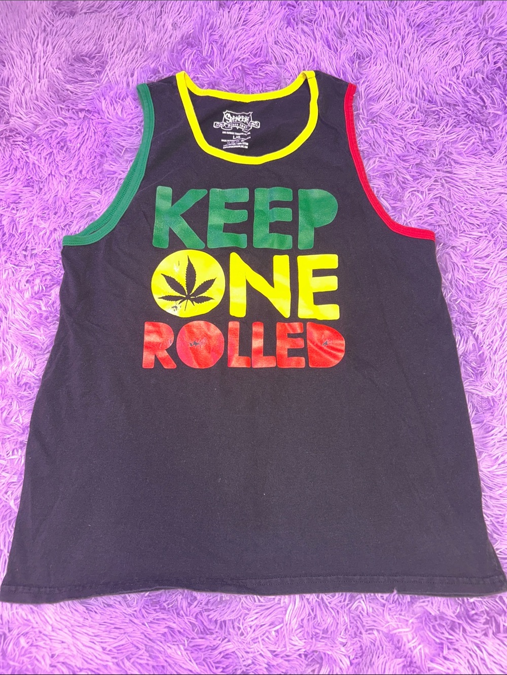 Black Rasta-Accent Tank Top - Keep One Rolled